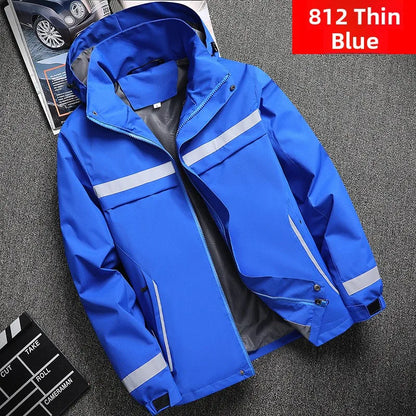 Thickened Fleece Lined Cotton Jacket for Men Work Site Reflective Winter Labor Protection Outerwear Cold Resistant Coat Print...