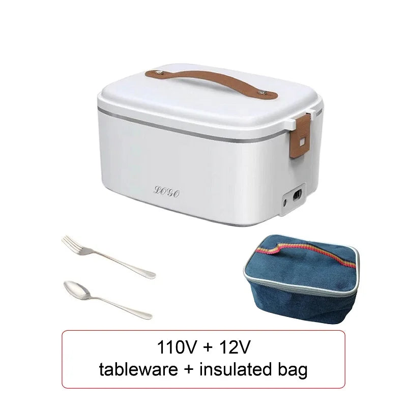 220V 110V 12V 1.8L Outdoor Electric Lunch Box Car Portable Stainless Steel Heating Box Thermal Insulation Water-Free Lunch Box