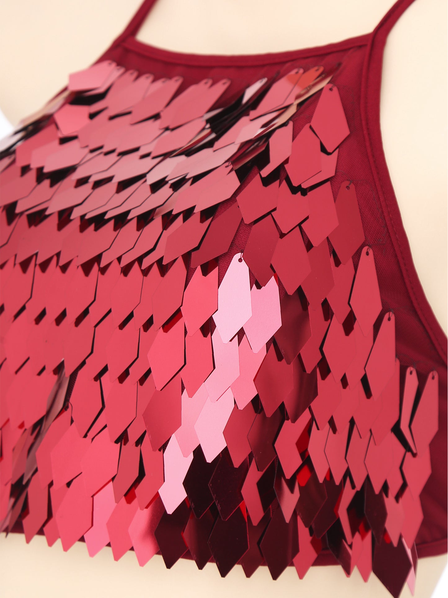 Shiny Sequin Tassel Bra Top Sexy Mini Lace-up Tank Top Camisole for Women Dancing Nightclub Crop Top Vests Bralettle Clubwear