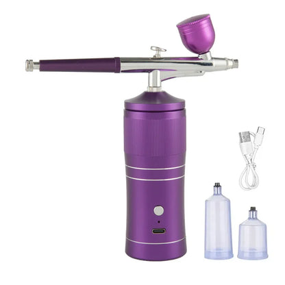 Rechargeable Airbrush Compressor Kit Air Brush Sprayer Gun Water Oxygen Deep Hydrating Machine for Nail Art Tattoo Cake Makeup