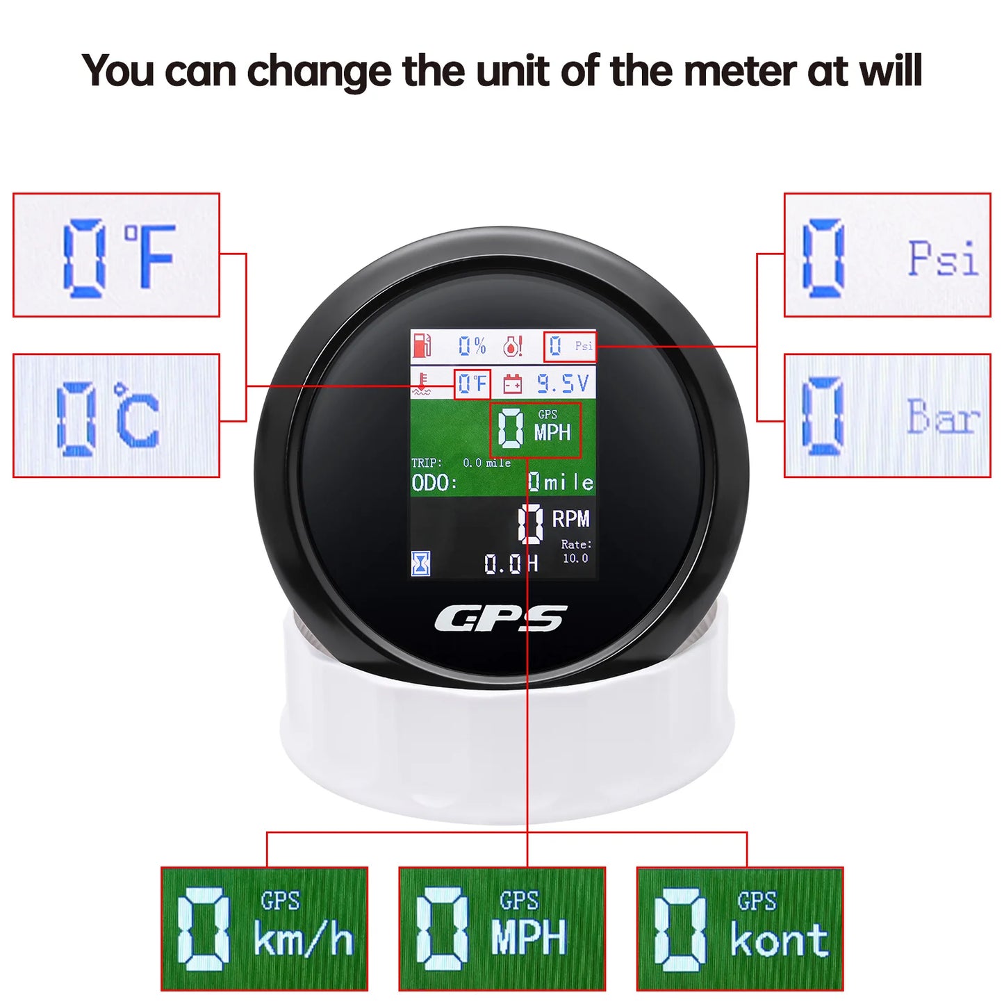 Custom 6 IN 1 Digital 85mm GPS Speedometer+Tachometer+Fuel Level Gauge+Water Temp+Oil Press+Voltage 0-190ohm Oil Level Sensor
