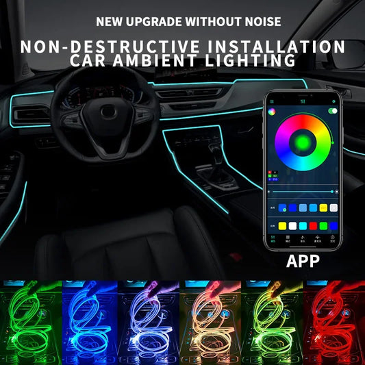 1M 3M 5M Car Fiber Optic led strip Atmosphere light for flexible AUTO interior Lamp Party decoration lights Neon strips 5V USB