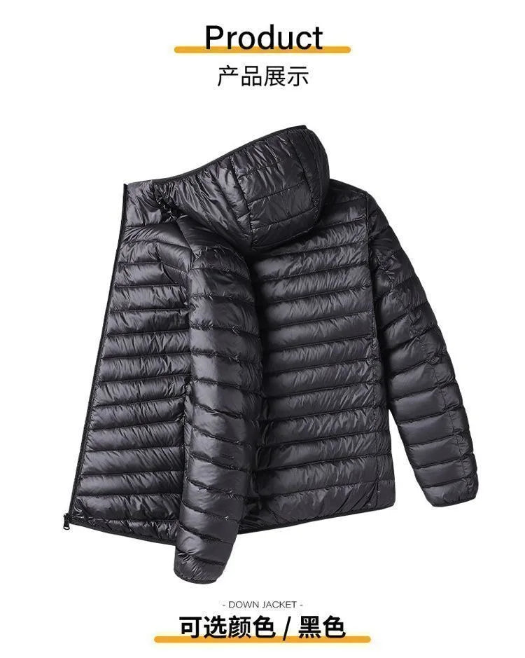 Ultra-Light down Cotton Jacket Men's Spring Fashion Slim Fit Long Sleeve Warm Casual Style Pure Color Youth Popular Clothing