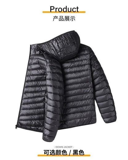 Ultra-Light down Cotton Jacket Men's Spring Fashion Slim Fit Long Sleeve Warm Casual Style Pure Color Youth Popular Clothing