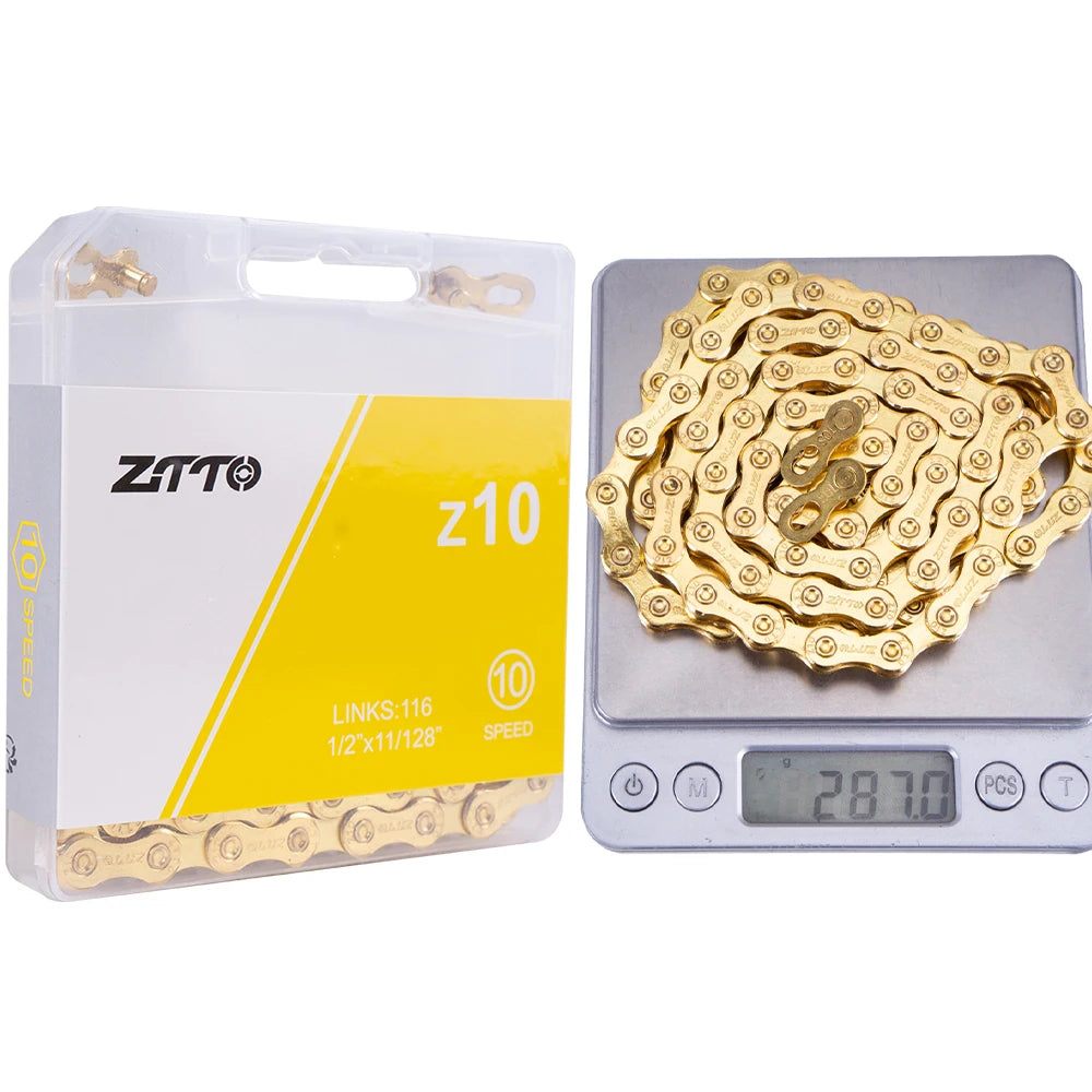 ZTTO MTB Road 10 Speed Bike Chain Silver Gold Rainbow SL SLR 10s Bicycle Power Lock High Quality 116 Links 10v Current