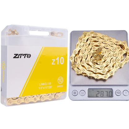 ZTTO MTB Road 10 Speed Bike Chain Silver Gold Rainbow SL SLR 10s Bicycle Power Lock High Quality 116 Links 10v Current