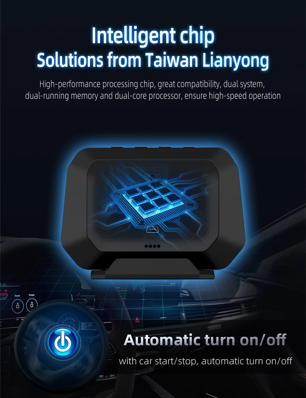Head up Display OBD + GPS Car Water Temperature Turbo Oil Temperature Multi-function Meter LCD Display Automotive Speed Alarm