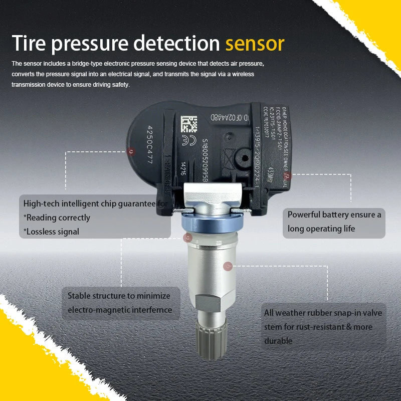 1/4PCS Tire Pressure Monitoring Sensor TPMS 4250C477 For Peugeot 4008 Mitsubishi Outlander Compatible With 1612477080 433MHZ