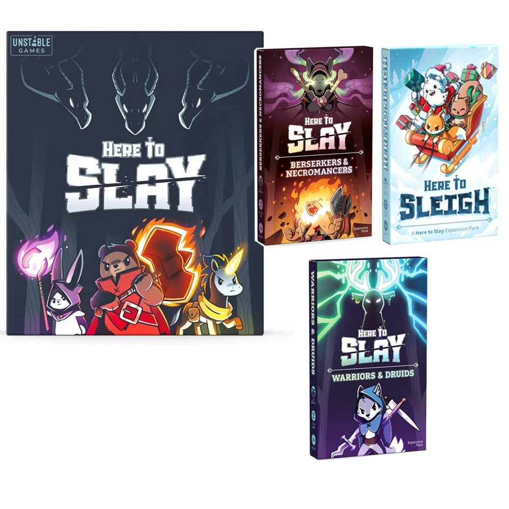 Unstable Games Here to Slay Card Game Unicorns Here to Sleigh Holiday Expansion Pack Family Game Night Strategic role Card Game