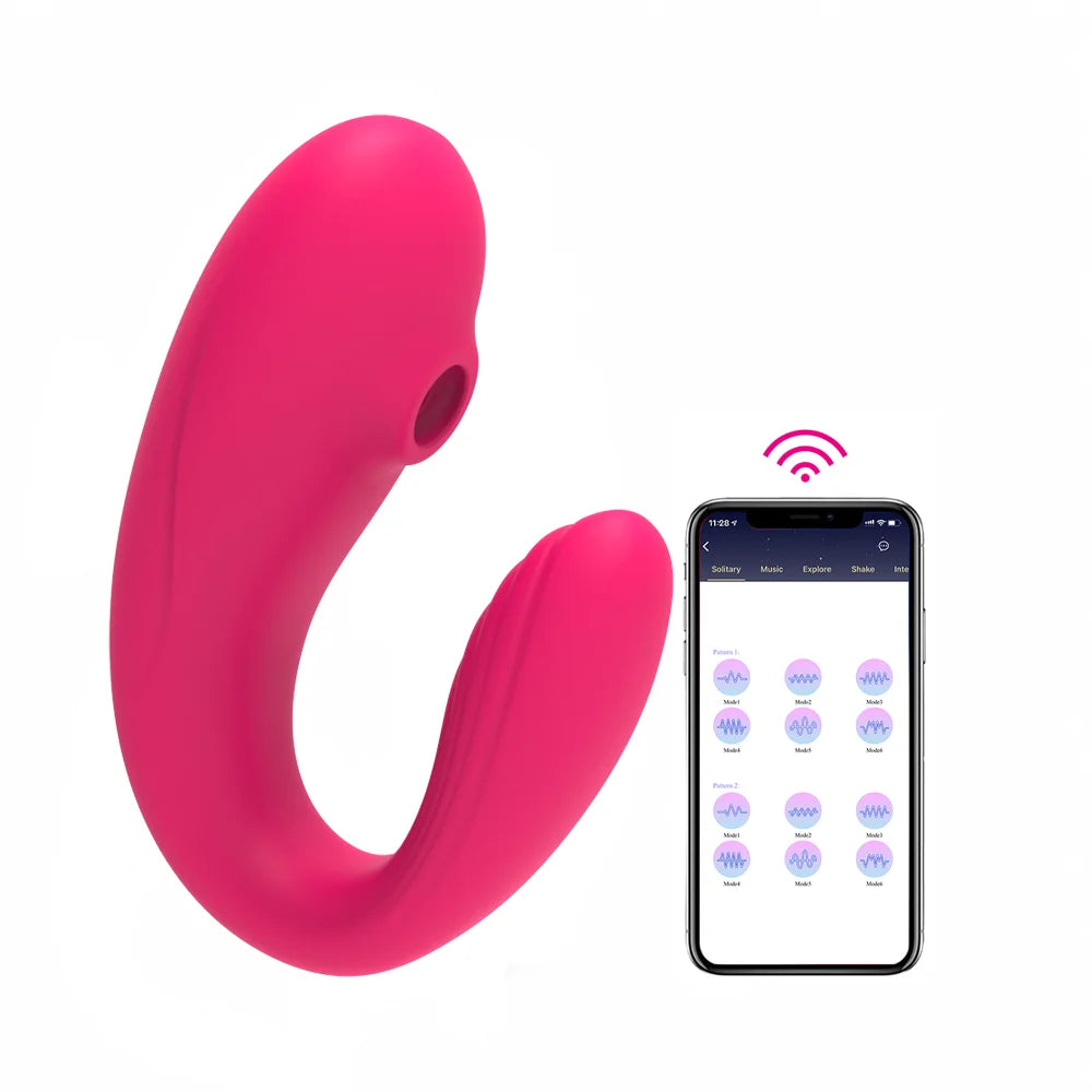 App Control Wearable Vibrator for Women 6-Vibration 6-Suction Modes Soft Silicone Quiet IPX5 Water Resistant Magnetic Charging