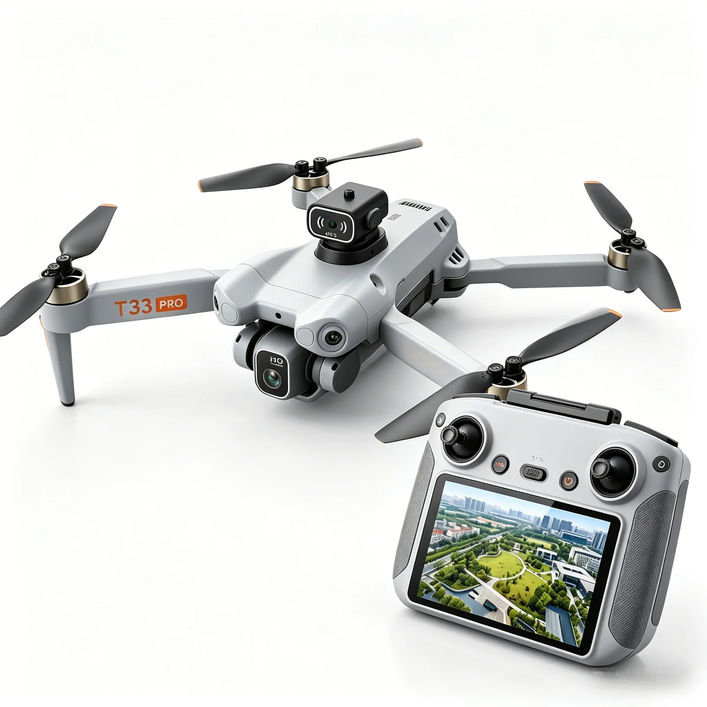 New T33 RC drone 8K professional high-definition camera 4.5-inch large screen folding four-axis aircraft 360 obstacle avoidance