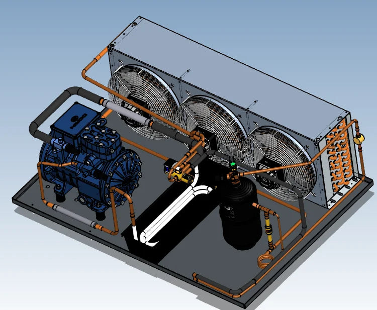 Industrial Hermetic Compressor Three Phase 3 4 5 6 8HP Air-Water Cooled Condensing Unit with Motor for Freezer Refrigeration