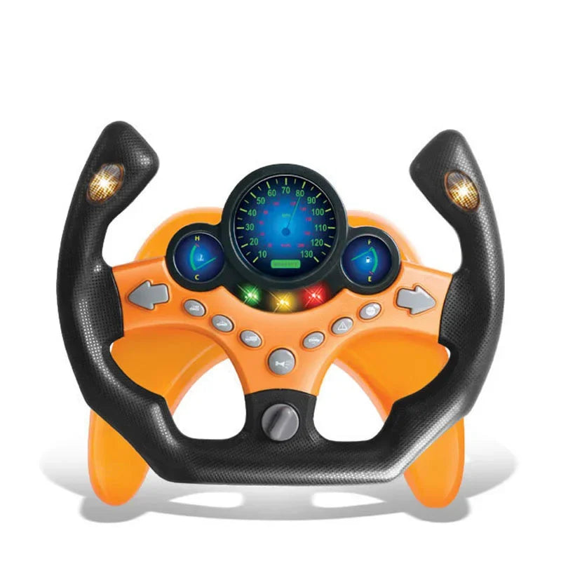 Simulation Steering Wheel Toy Montessori Eletric With Light Sound Baby Kids Musical Educational Copilot Stroller Steering Toy