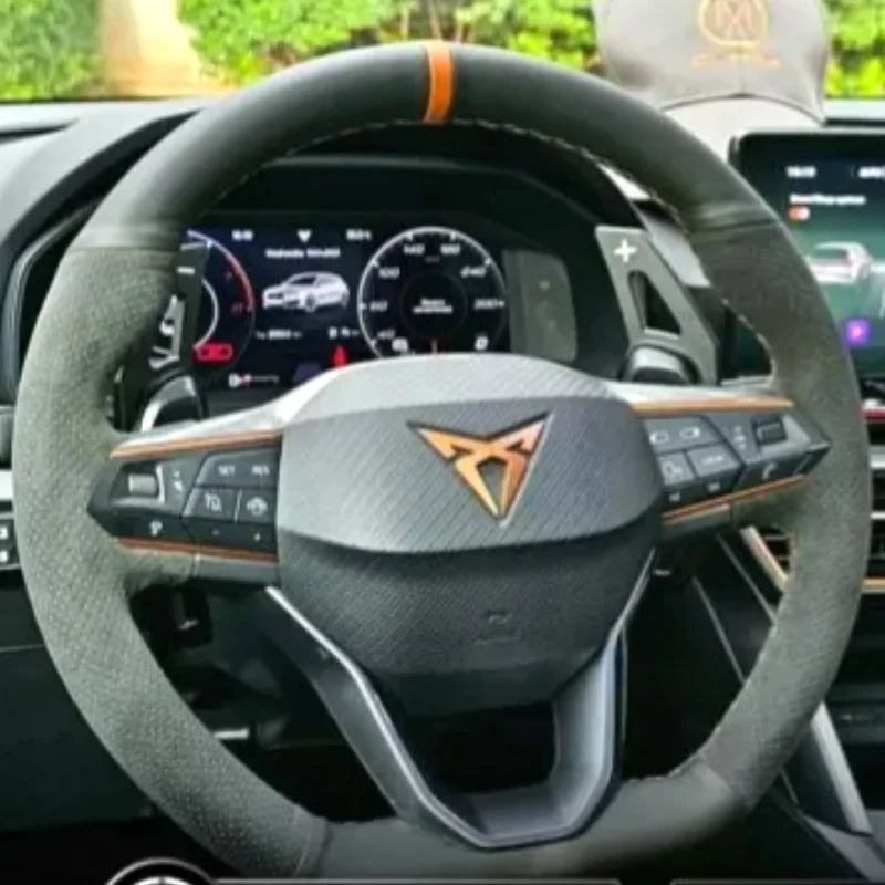 For SEAT Cupra FR Leon MK4 Seat Leon FR Mk3 2013-2021 Ibiza 6J DIY Car Steering Wheel Cover Braid leather Accessory