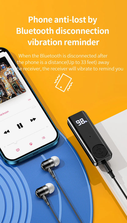 Bluetooth 5.3 Receiver Adapter Wireless Audio Adapter 3.5mm AV/AUX Jack ANC+ENC Active Noise Reduction Reciever For Car PC