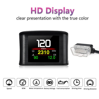 New P10 Pro OBD2 Head Up Display Auto Electronic Accessories Speedometer Water Temperature Tachometer Clock on Board Computer