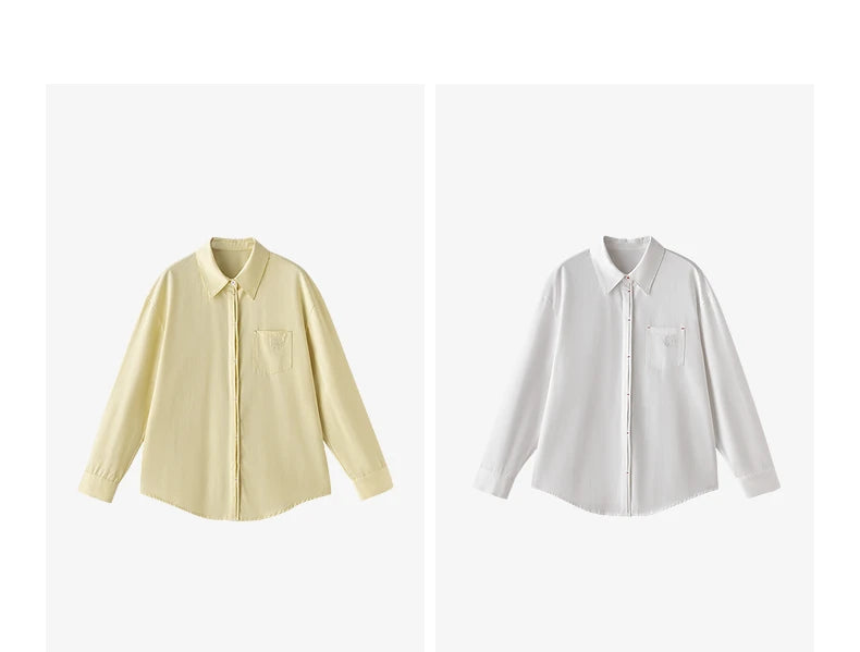 TOYOUTH Women Easy Morning Lazy Shirts 2026 Spring New Wrinkle-Resistant Low-Maintenance Light Spring Cotton Blouses