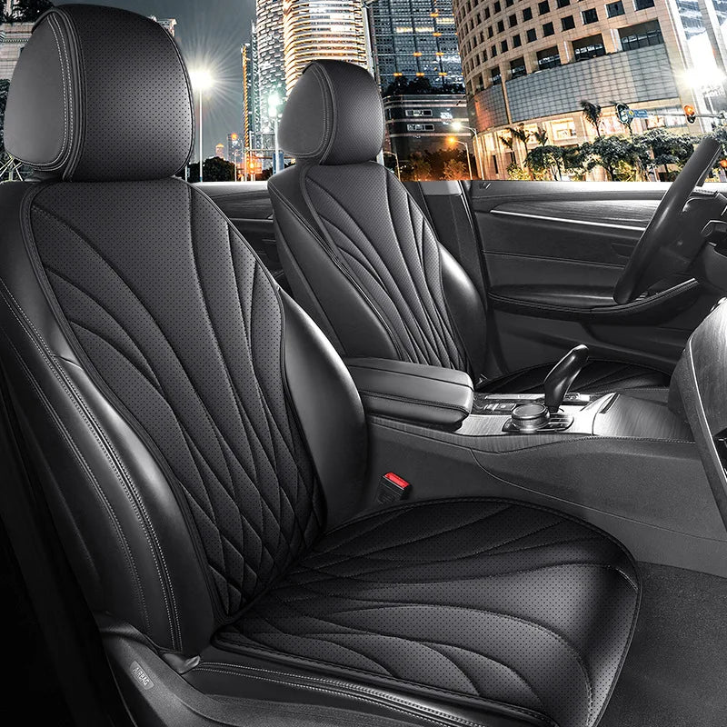 Sporty Universal Car Seat Cover Four Season Auto Perforated Leather Breathable Anti-Slip Covers Cushion SUV Car Seat Protection