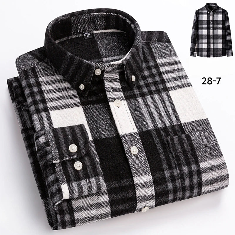 New in Shirt Plus Size 7XL 100% Cotton Long-Sleeve Shirts for Men Slim Fit Casual Plain Shirt Soft Keroan Designer Plaid Clothin