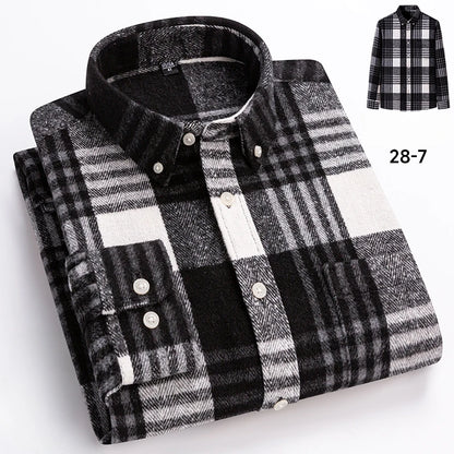 New in Shirt Plus Size 7XL 100% Cotton Long-Sleeve Shirts for Men Slim Fit Casual Plain Shirt Soft Keroan Designer Plaid Clothin
