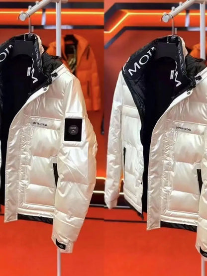 Fashionable Quilted Jacket Hooded Casual Unisex High End down Coat Waterproof Windproof Warm Polyester Fiber Youth Autumn Winter