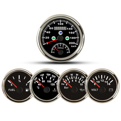 5 Gauge Set 85MM GPS Speedometer 0-8000RPM Tachometer 52MM Water Temp Oil Pressure Fuel Level Meter Voltmeter for Car Boat 12V