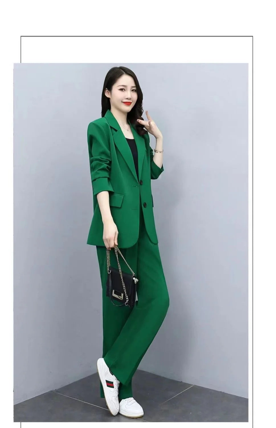 Spring 2026 plus Size Suit Set Loose Wide Leg Pants Two Piece Set Korean Style Commute Casual High Waist Polyester Fiber