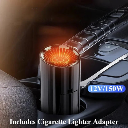 Eary Car Heater Portable Electronic Auto Fan Heater 12V 24V 150W 2 in 1 Fast Heating/Cooling 360°Rotating Car Defrost Defogger