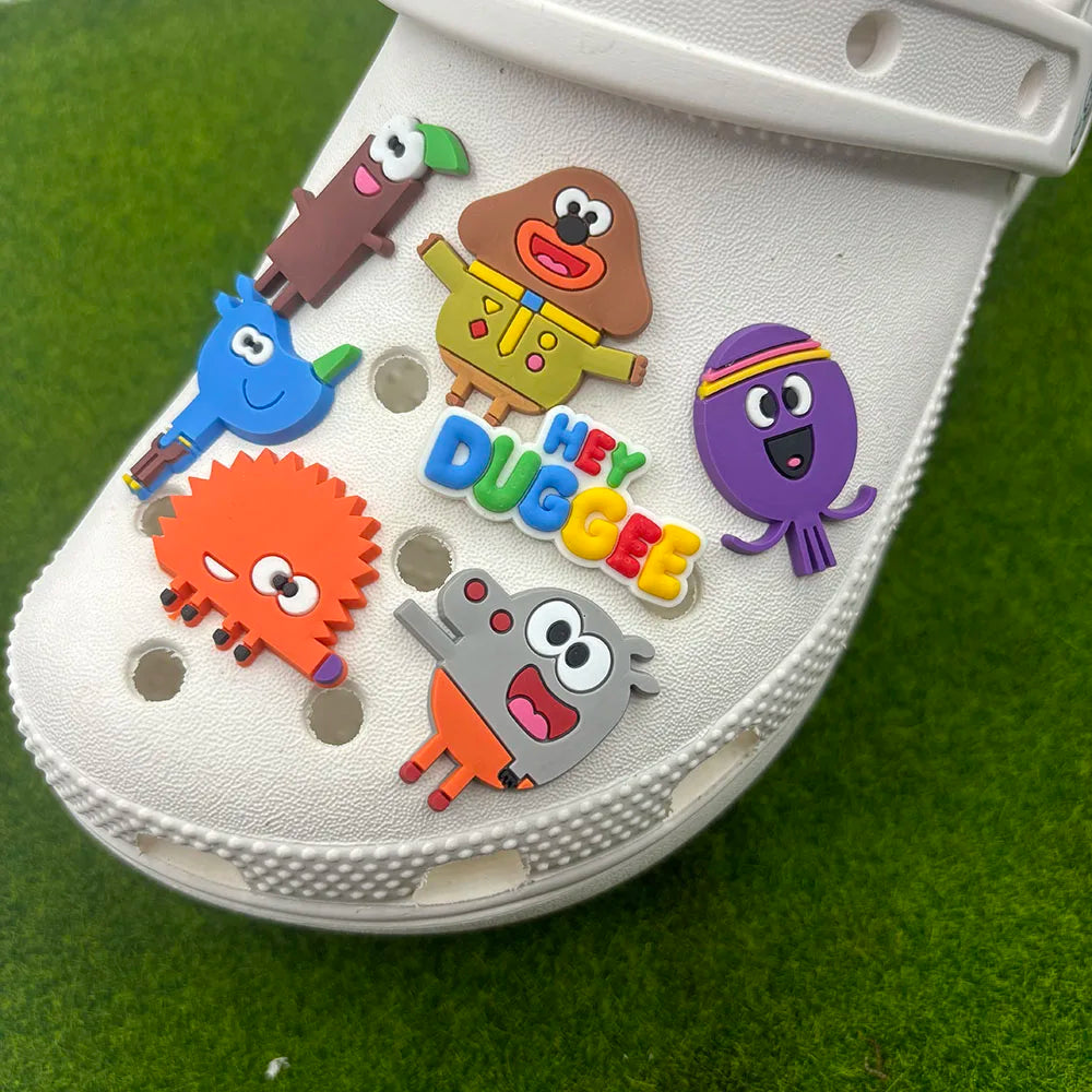 9-100pcs Cartoon Shoe Charms PVC Shoes Accessories Decoration Buckle Fit Clog Sandal Wristbands Accessory For Christmas Birthday
