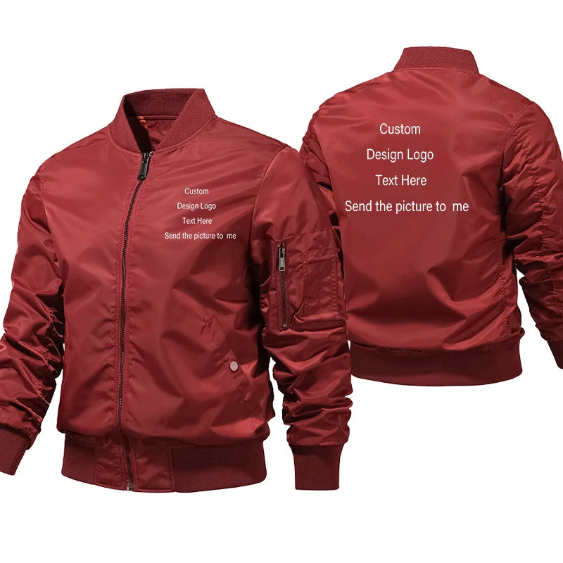 Bomber Jackets And Coat Ropa Men Custom Jacket Hombre Large Size Clothes Jacket Pilot Motorcycle Autumn Winter Coat DIY Logo