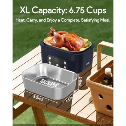 Cordless Electric Lunch Box 6.75 Cup Automatic Food Warmer 212°F Rechargeable Portable Heated Meal Container for Office Travel