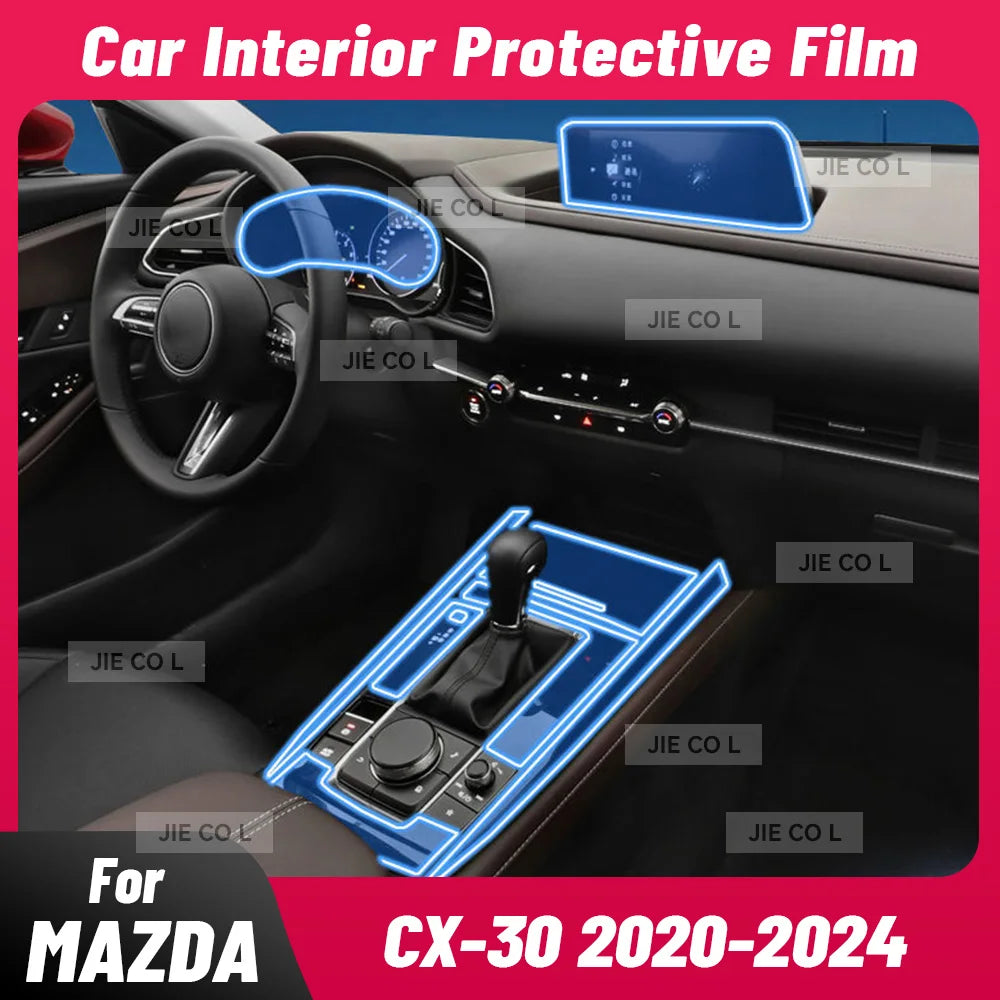 Anti-scratch Car Interior Center Console Media Dashboard Navigation TPU Protector Film For MAZDA CX-30 2020-2024 Sticker