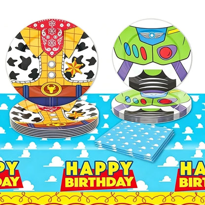 Toy Stories Theme Birthday Party DIY Decoration Toy Inspire Backdrop Hot Anime Cartoon Paper Plate Cup Birthday Party Supplies
