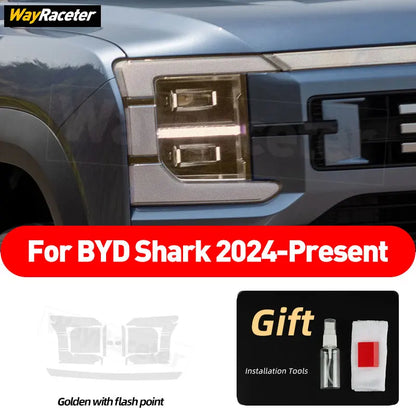 Car Headlight Protective Film Transparent Smoked Black TPU Sticker For BYD Shark 6 2025 2026 Off Road 4X4 Exterior Accessories