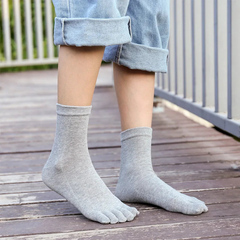 6 Pairs Unisex Toe Socks Men/Women Five Fingers Socks Breathable Soft Cotton Sports Socks Black White Grey Split Toe Socks