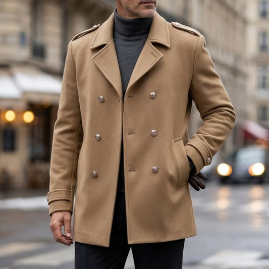 New Winter Men's Double-Breasted Trench Coat | Streetwear Business-Casual Style Warm Windproof Outdoor Jacket Personality Design
