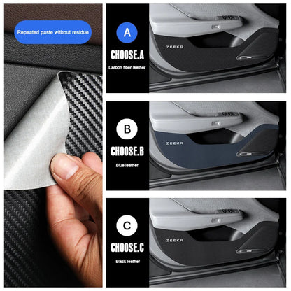 For Zeekr 001 2024 2025，Leather Car Door Anti-kick Pad Front Rear Door Protective Pad Threshold Bar Car Modification Accessories