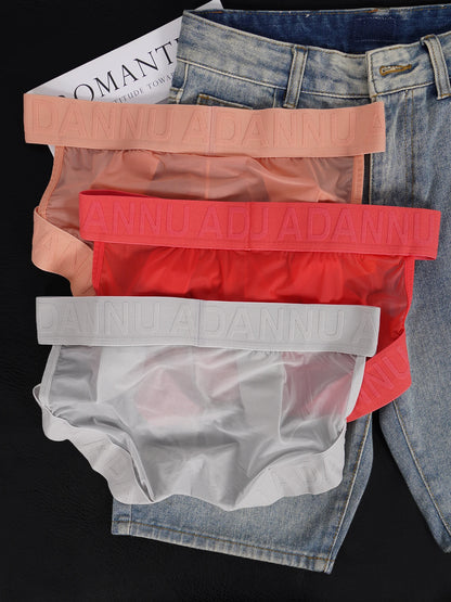 3 PCS Men's Modal Briefs U Convex Pouch Seamless Elastic Waistband Soft Skin-Friendly Breathable Underwear