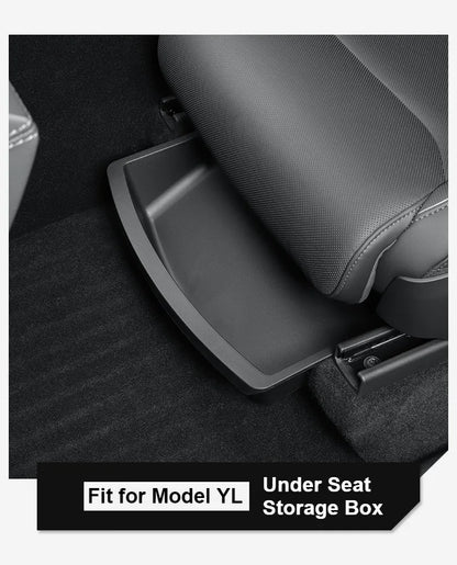 Under Seat Storage Box For Tesla 2026 Model YL 6-Seat TPE Drawer Front Rear Seat Lower Organizer Tray Car Interior Accessories