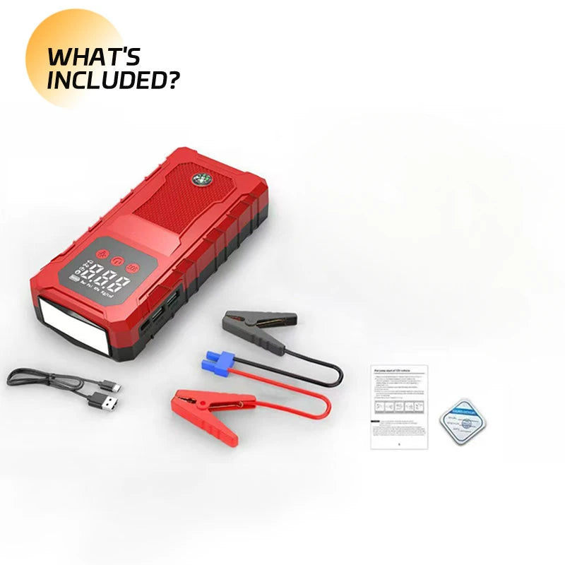 Hot Sale Car Jump Starter 150W DC Power Bank, 12V Battery Booster with Smart Clamps LED Screen Phone Charger。