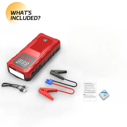Hot Sale Car Jump Starter 150W DC Power Bank, 12V Battery Booster with Smart Clamps LED Screen Phone Charger。