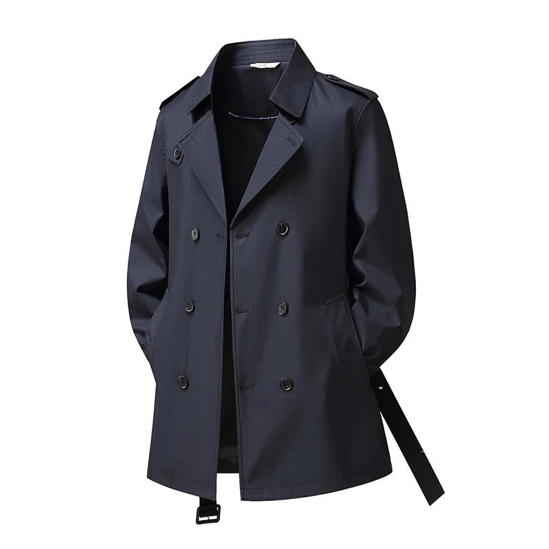 2026 New Men Medium Long Trench Coat Men Coat Autumn Winter Overcoat