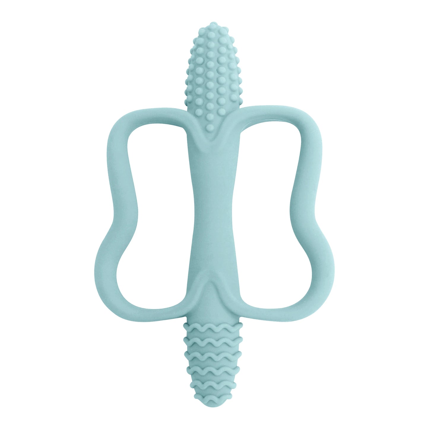 One-piece silicone teething stick with handle, baby toy teether, 6 colors, easy to grip, corn-shaped teether, BPA-free.
