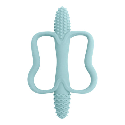 One-piece silicone teething stick with handle, baby toy teether, 6 colors, easy to grip, corn-shaped teether, BPA-free.