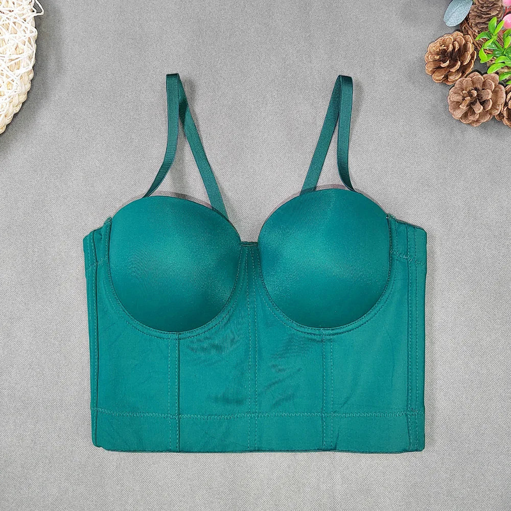 SXTHAENOO Summer 8 colors Fashion Mesh Push Up Bralet Women's Corset Simple Bustier Bra Night Club Party Sexy Cropped Top Vest