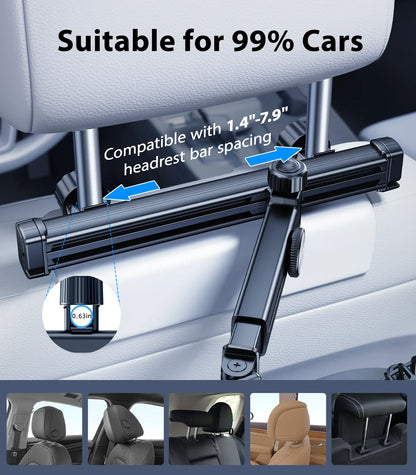 Hipacool Battery Dual Head Fan for Car Backseat with Retractable Long Arm USB Rechargeable Car Seat Headrest Cooling Fan