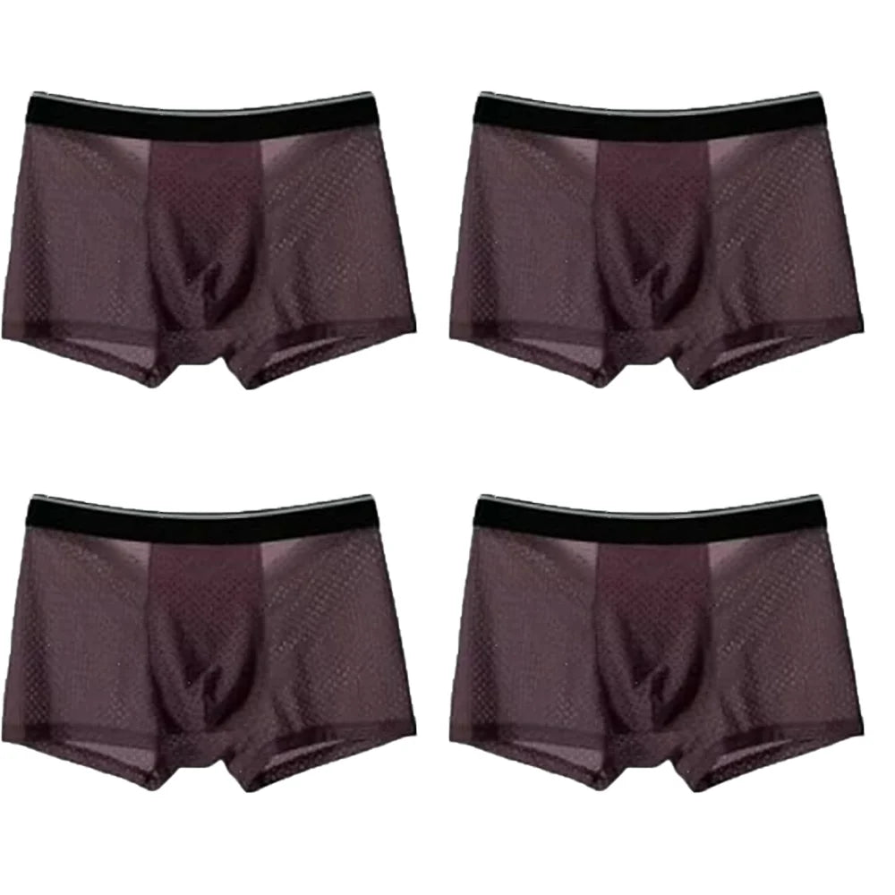 4Pcs Man Boxer Briefs Large Size M-6XL Men Panties Underwear Slip Homme Calzoncillos Bamboo Hole U Convex Pouch Male Underpants