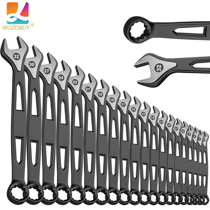 Max Torque  Premium Combination Wrench Set, Chrome Vanadium Steel, Long Pattern Design | Include Metric 6-32mm