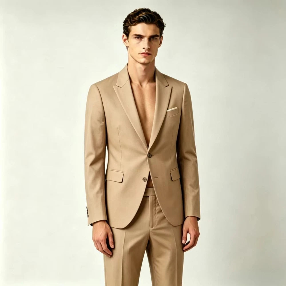 Men's Suit Lightweight Wedding Eegant 2 Piece Set Solid Color Formal Business Blazer Pants Classic Tuxedo for Party Groomsmen