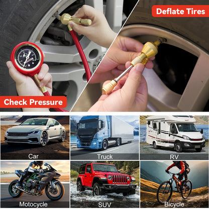 RapidFlow Tire Deflator Kit 0-60 PSI Glow Dial Dual Scale Air Pressure Gauge for Jeep Truck ATV SUV Etc offroad accessories 4x4